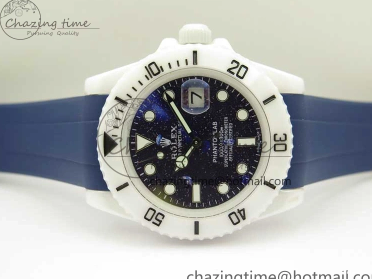 0104 Submariner 40mm White Ceramic 5GF Best Edition Dark Blue Dial on Blue Rubber Strap SA DailyWear 2486
